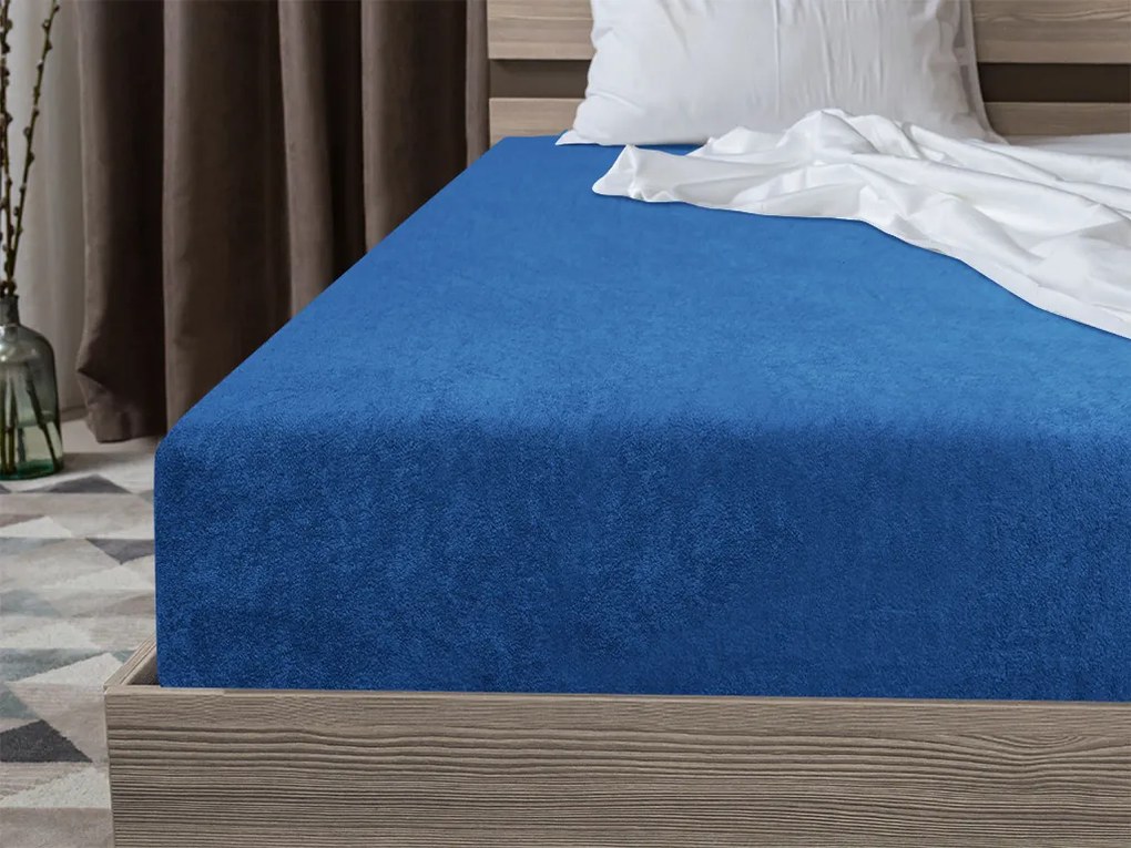 Frottír sötétkék lepedő EXCLUSIVE 160x200 cm