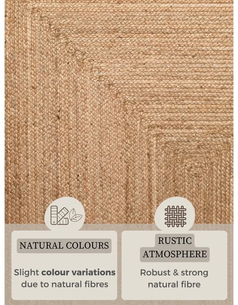 Natúr színű kétoldalas-kézi szövésű juta szőnyeg 80x150 cm Juno – Hanse Home