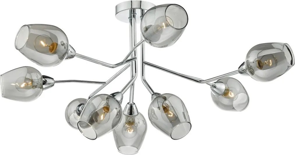 DAR LIGHTING ELO1310 ELOISE Mennyezeti Csillár Füstös, Csiszolt Króm E14 IP20
