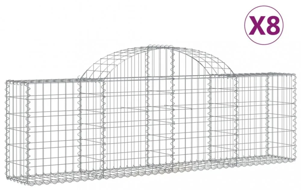 vidaXL 8 db íves horganyzott vas gabion kosár 200x30x60/80 cm