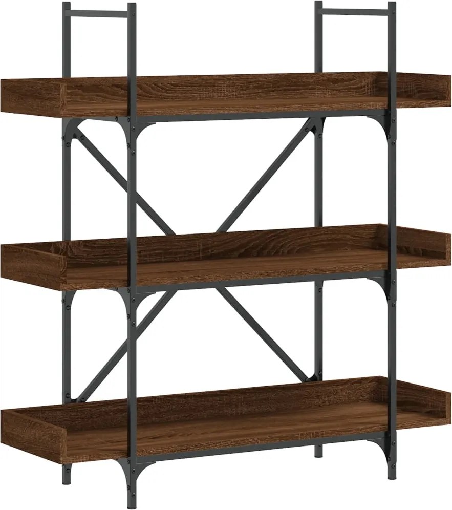 vidaXL 3-szintes barna tölgy szerelt fa könyvespolc 100x33x108,5 cm