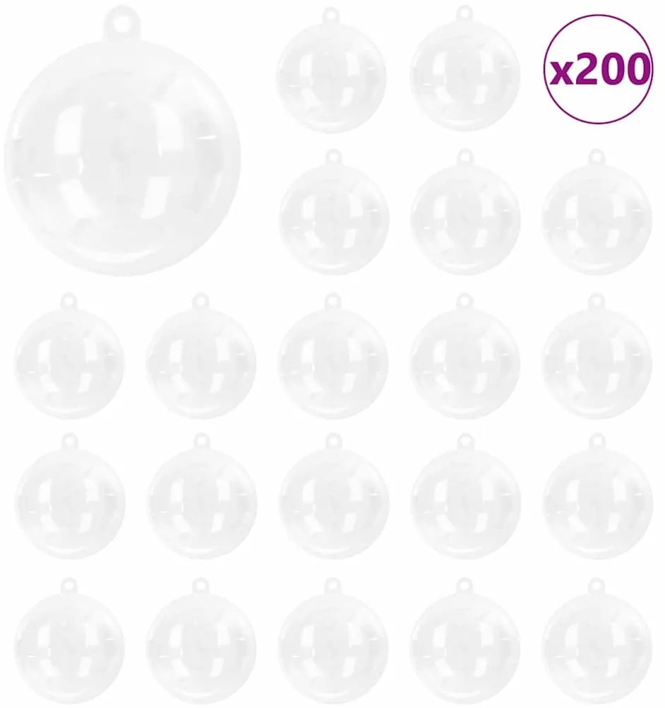 Karácsonyi Díszgömb Készlet 200 pcs Átlátszó Ø 5 cm