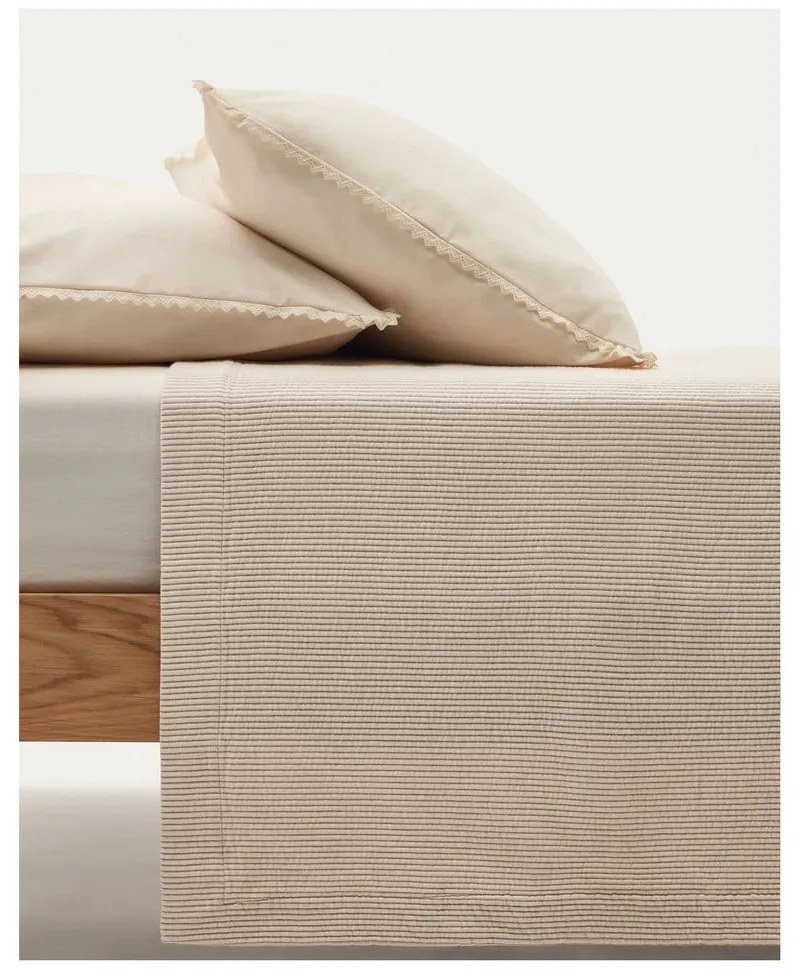 Bézs pamut ágytakaró franciaágyra 180x250 cm Bedar – Kave Home