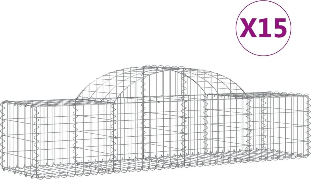 vidaXL 15 db íves horganyzott vas gabion kosár 200x50x40/60 cm