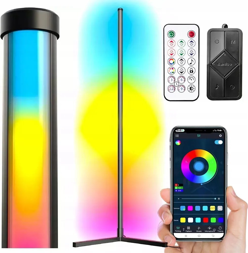 Állólámpa Rgb Led Alkalmazás Távirányító Music Sensor 140 CM Sarok Padló