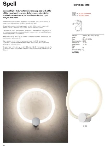 Redo 01-2221 - LED fényerőszabályozható mennyezeti lámpatest SPELL LED/32W/230V fehér