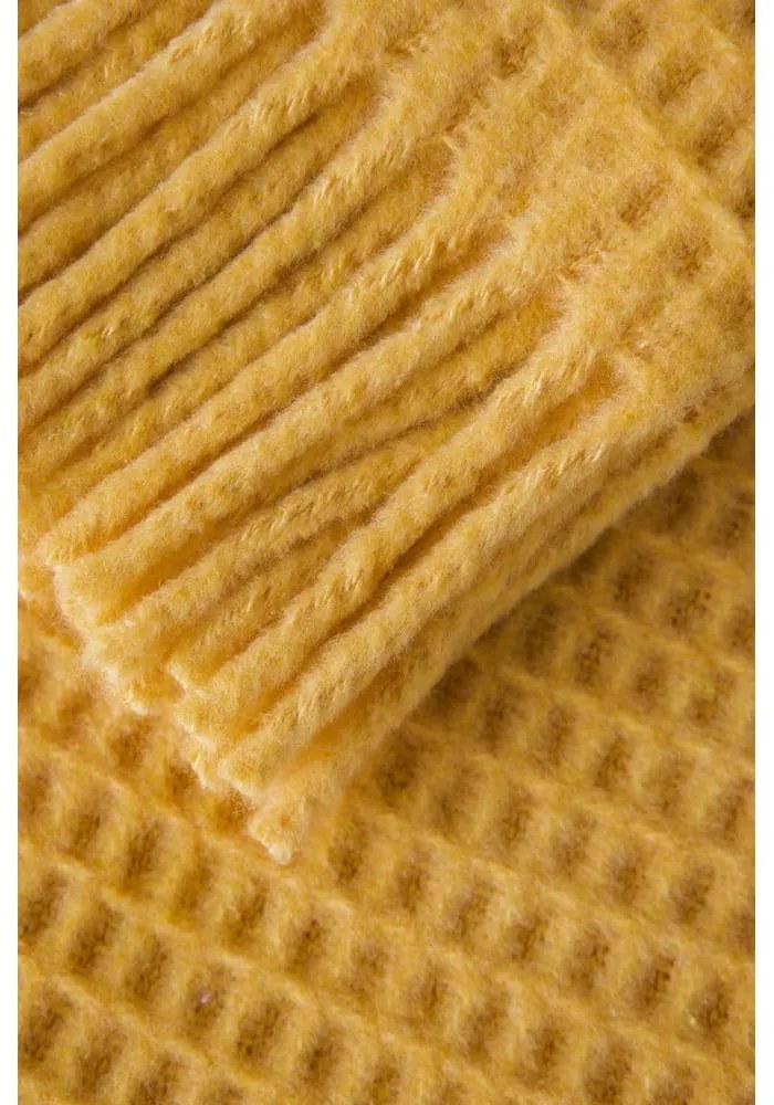 Waffel sárga pléd, 140 x 180 cm