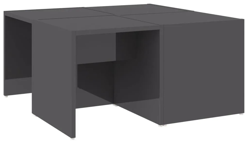 4 db magasfényű szürke szerelt fa dohányzóasztal 33x33x33 cm