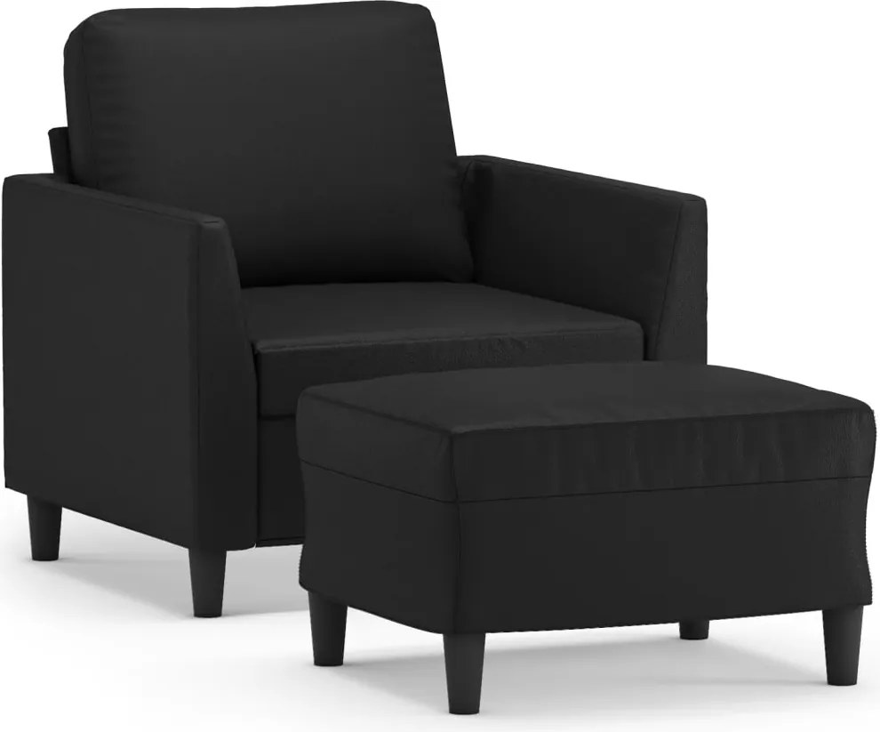 vidaXL fekete műbőr kanapéfotel lábtartóval 60 cm