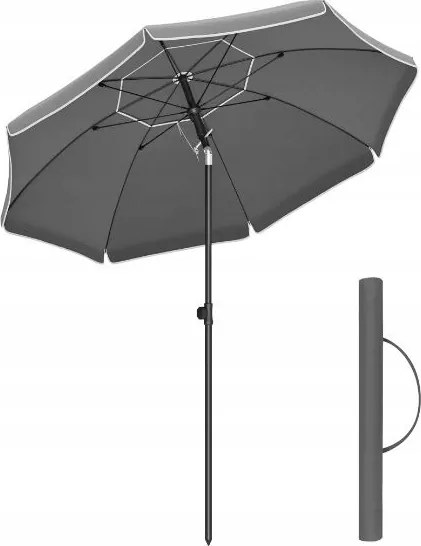 Songmics Strand- kerti napernyő (ø 200 cm, szürke) – Uv védelem Upf 50+-ig