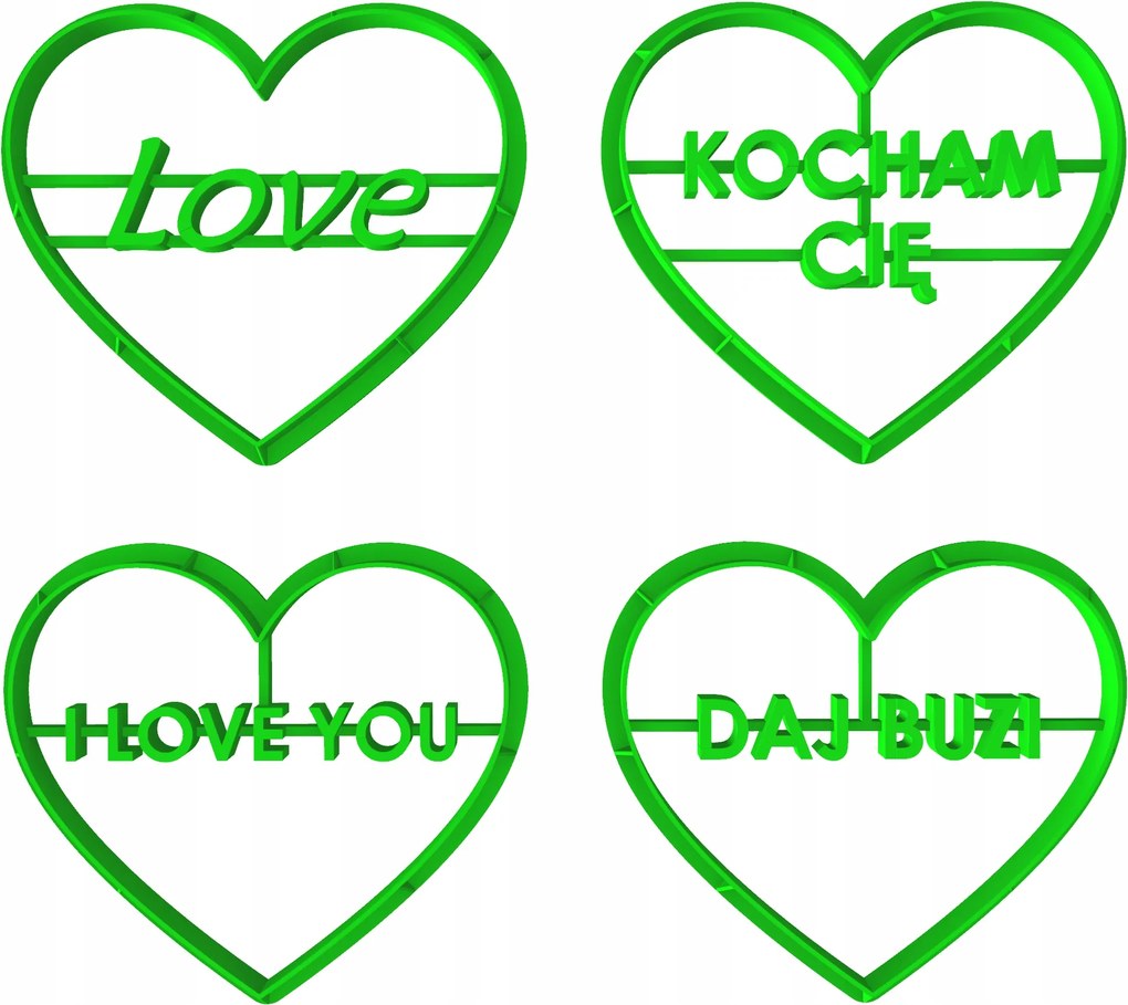 4x Prémium Mézeskalács lyukasztó Valentin nap szív szett 4db-os