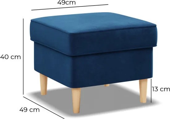 Uszak lábtartó, bársony, kék