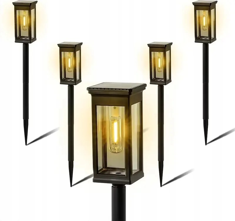 4x Kerti Napelemes Lámpa Dekoratív Zseblámpa Beszúrható Oszlop Filament