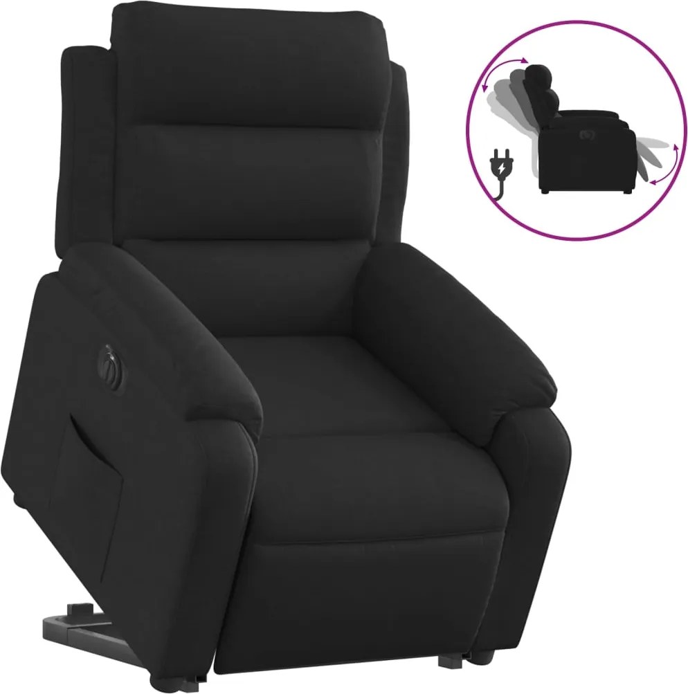 vidaXL elektromos felállást segítő fekete szövet dönthető fotel