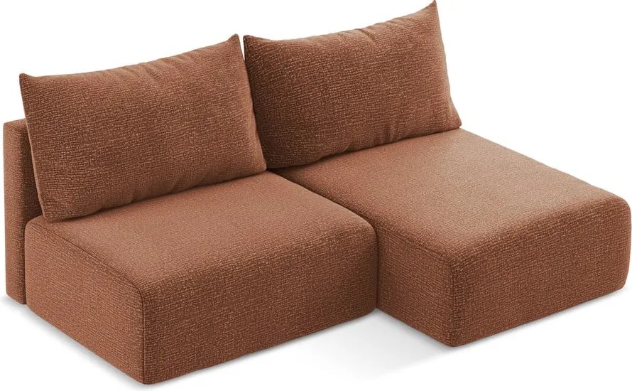 Téglavörös kinyitható-tárolóhelyes sarokkanapé (jobb oldali) Kalena – Makamii