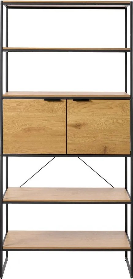 Natúr színű könyvespolc tölgyfa dekorral 90x190x40 cm Cesura – Unique Furniture