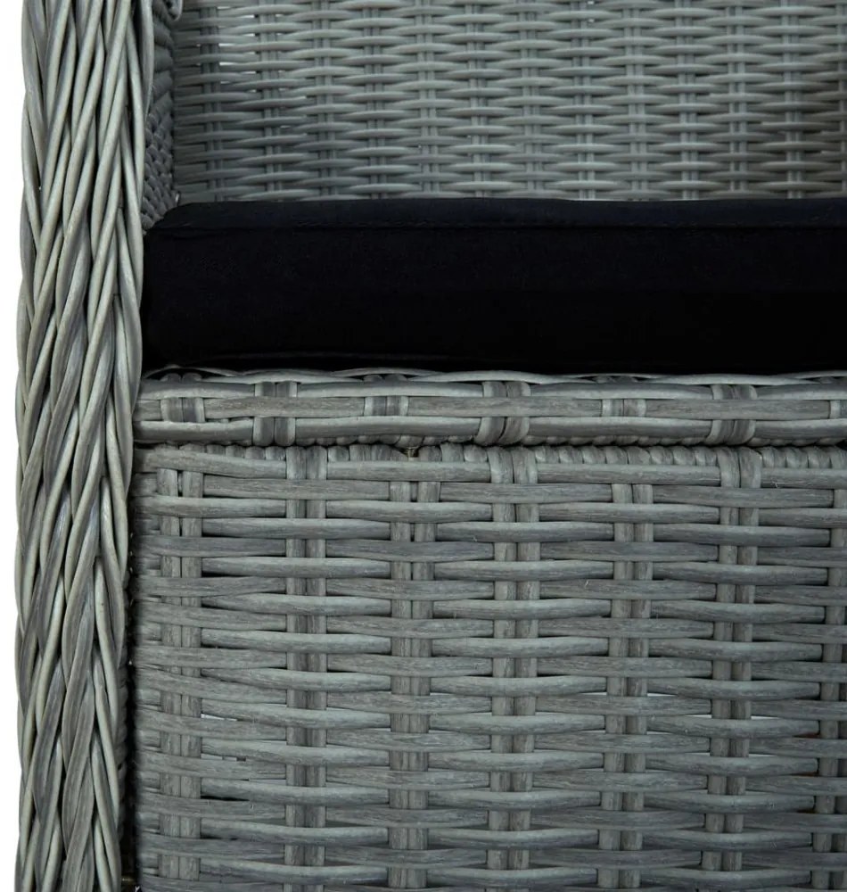 vidaXL 7 részes világosszürke polyrattan kültéri étkezőszett párnákkal