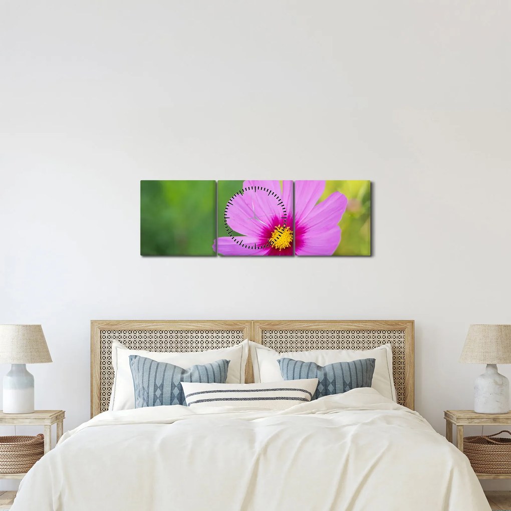 Kép - réti virág (órával) (90x30 cm)