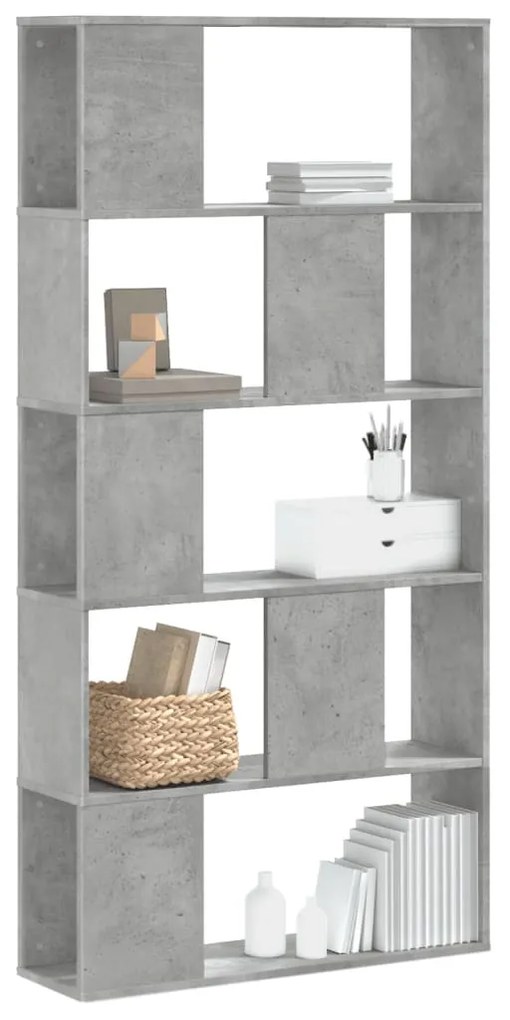 5 szintes betonszürke szerelt fa könyvespolc 80,5x23,5x162,5 cm