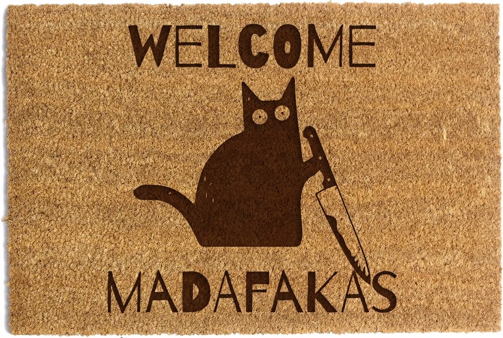 Lábtörlő Ajtó Alá 60 x 90cm "Welcome Madafakas" Kókusz
