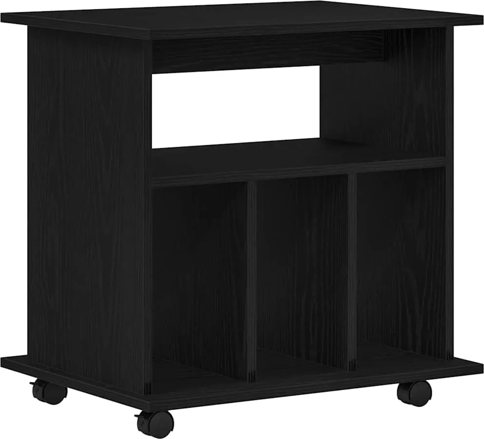 vidaXL Görgős szekrény kerékkel Fekete tölgy 60 x 45 x 55 cm Faanyag