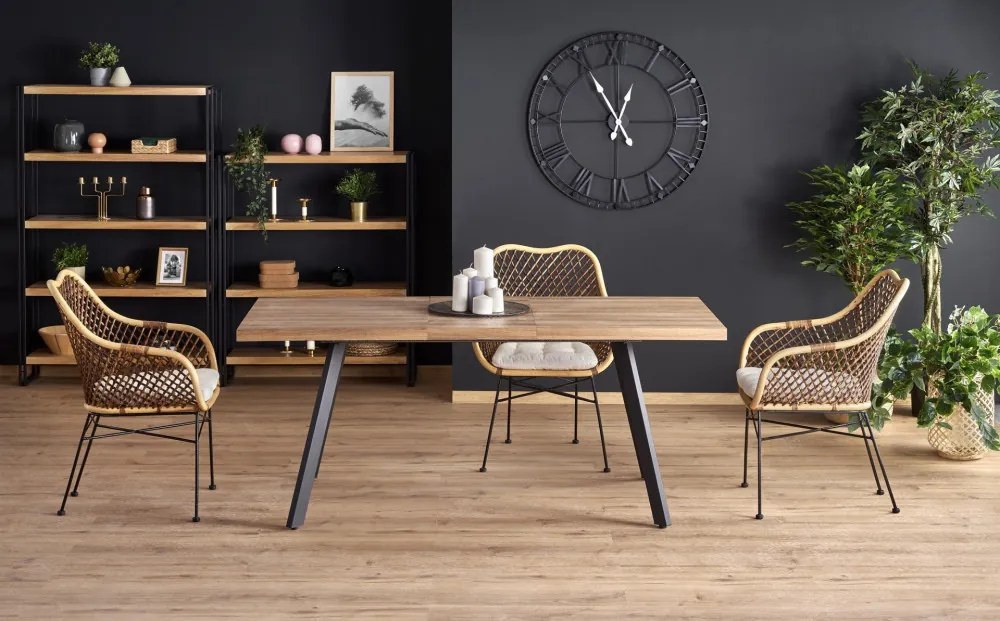 Berlin Kihúzható Étkezőasztal mézes-dió/fekete 140-180x85cm