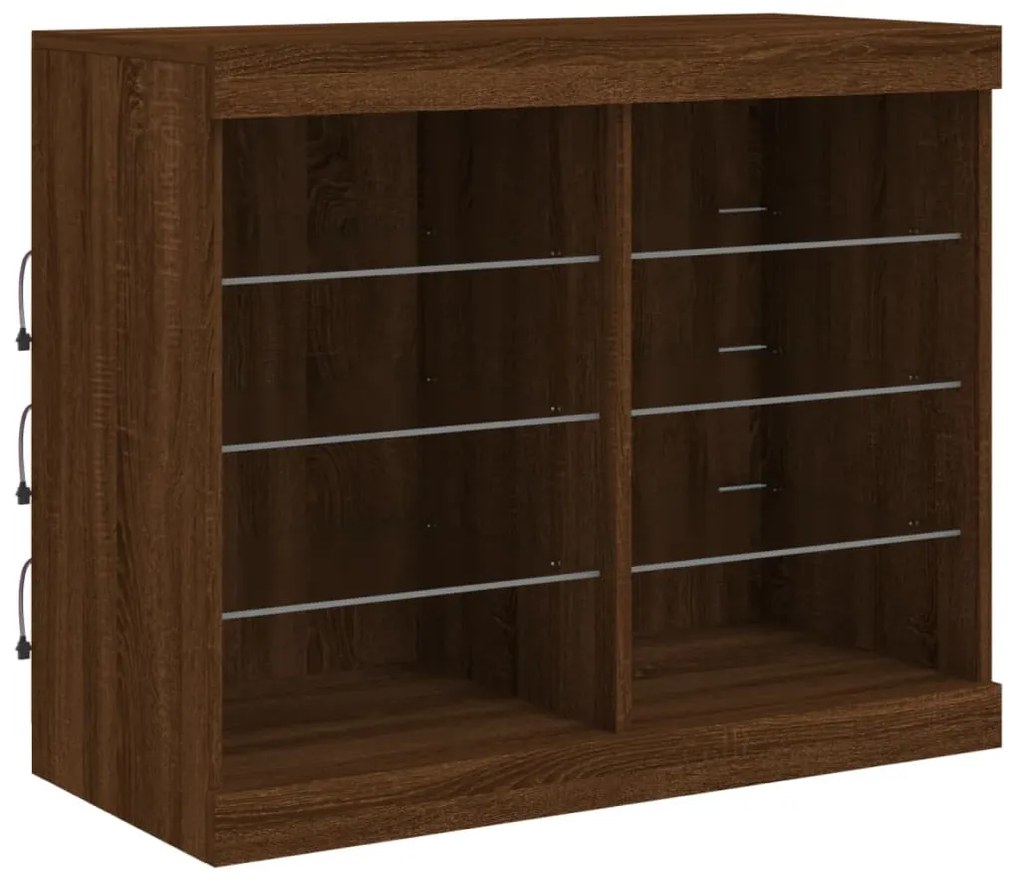 barna tölgy színű tálalószekrény LED-ekkel 81 x 37 x 67 cm