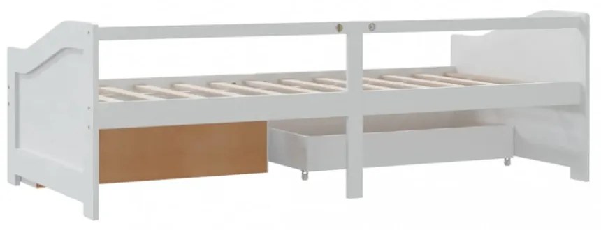 fehér 3 személyes tömör fenyőfa kanapéágy fiókokkal 90 x 200 cm