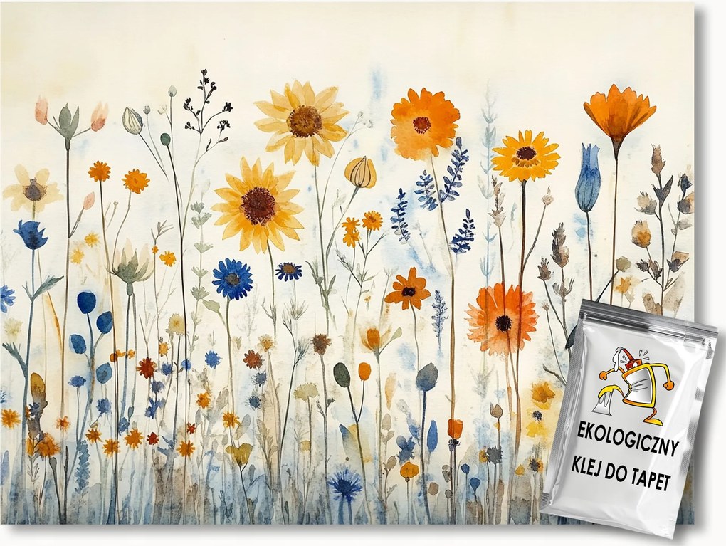 Fotótapéta Flizelina Grafika Rét Kert Virágok Népi Scandi 250x175 ragasztó