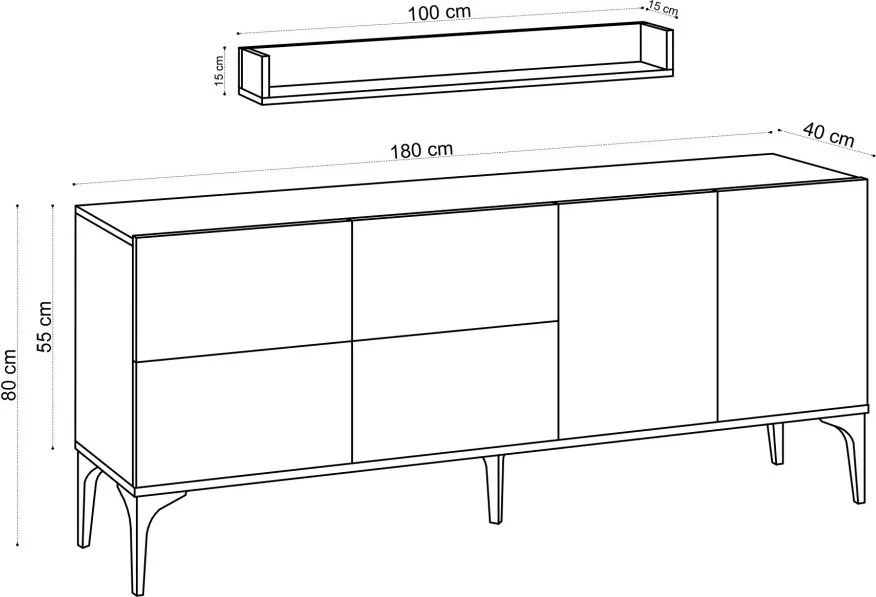 Stella - zafírtölgy komód