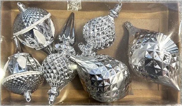 Karácsonyfadísz szett Ezüst Műanyag 6 db-os