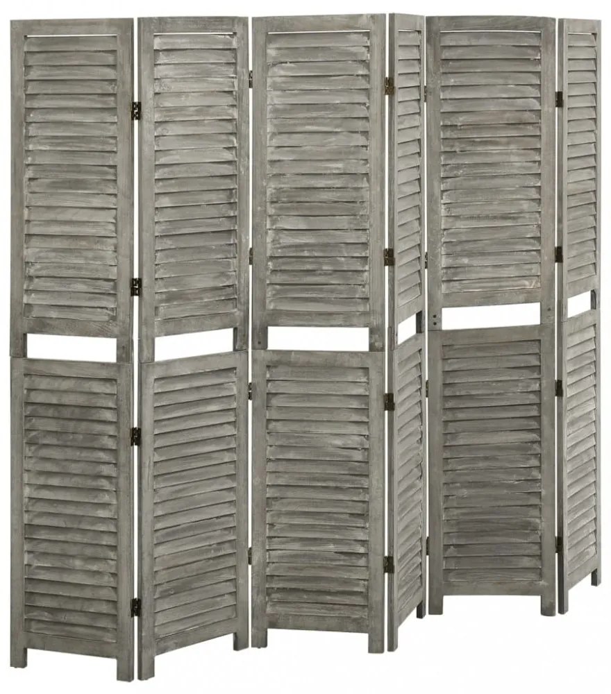 szürke 6 paneles tömör faparaván 214 x 166 cm