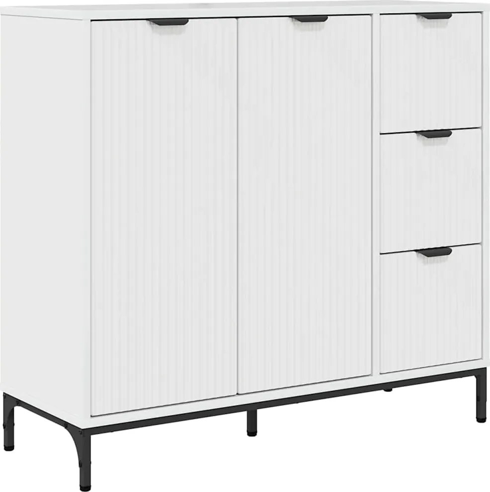 vidaXL Széf fiókkal Magas Fényű Fehér 89,5 x 33 x 82 cm Faanyag