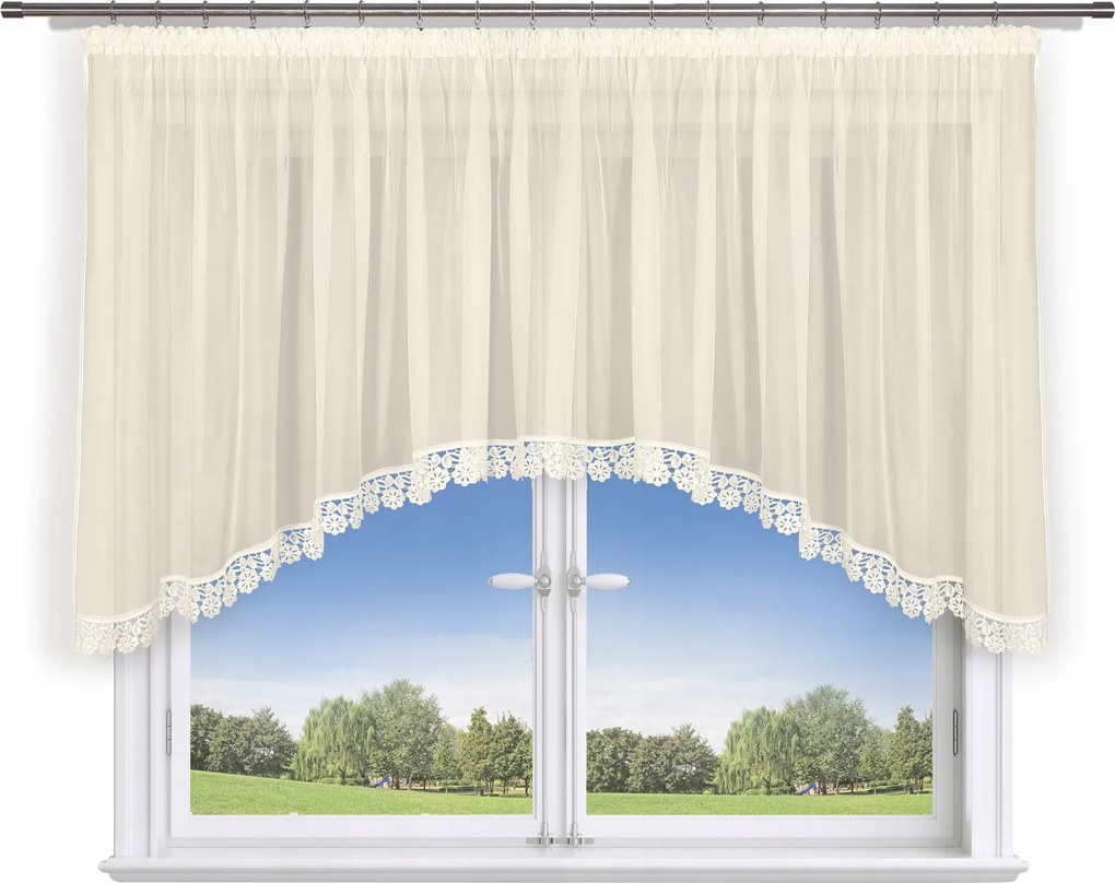 Kész Függöny 400X140,ÍV,FÁTYOL Ekrü,gipsz 8CM