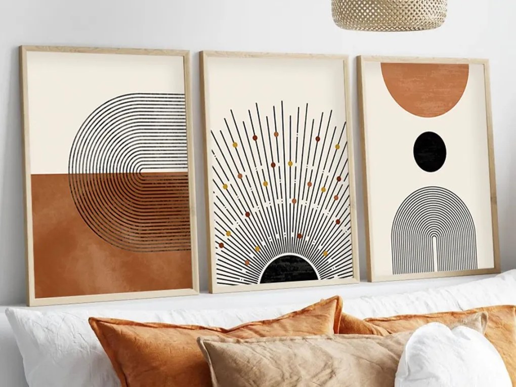 Huhu198 keretezett MDF falikép, 50 x 70 cm, 3 db-os szett
