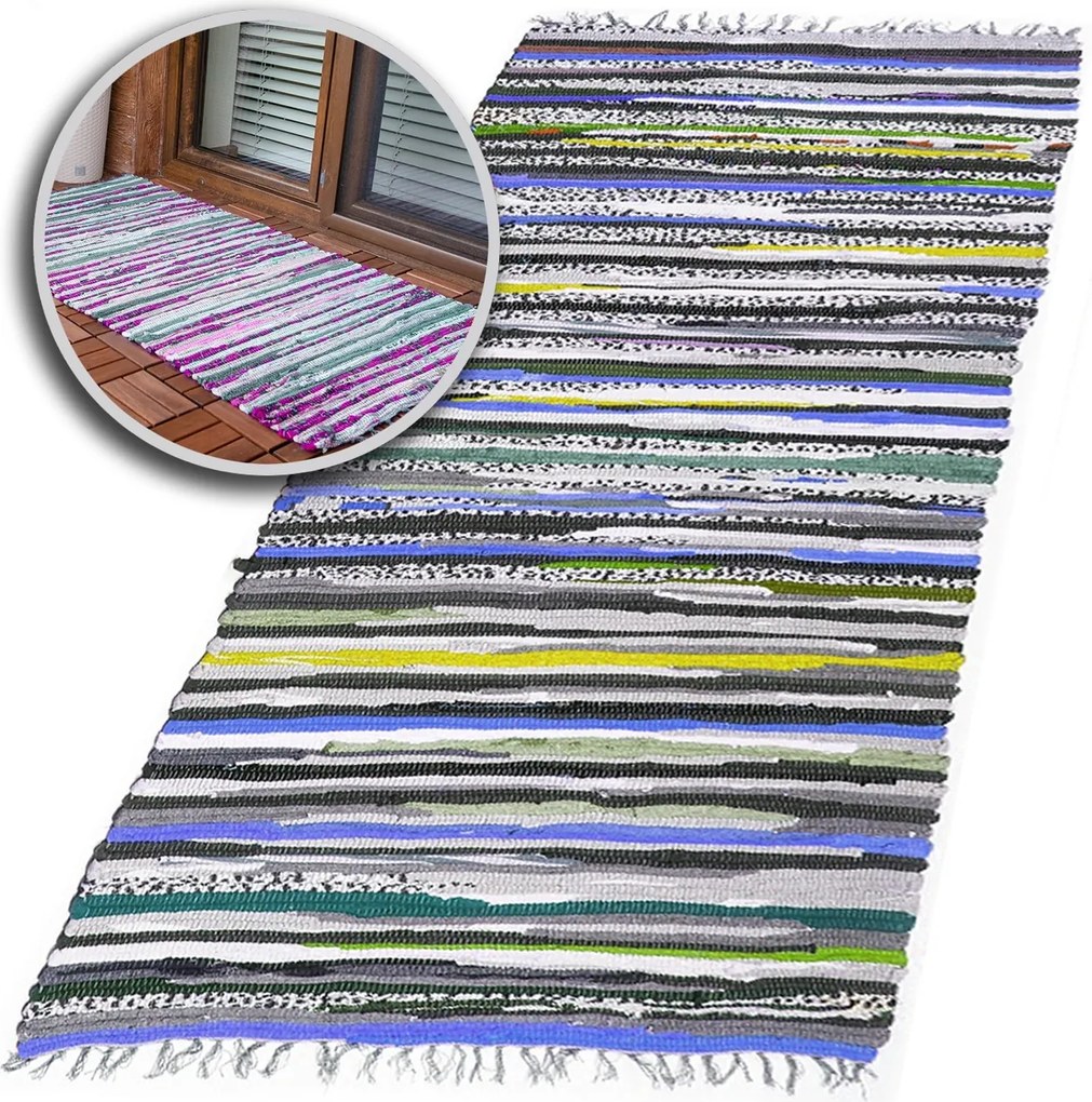 Pamut Szőnyeg Fürdőszobába, Lábtörlő, Szőtt, Rojtok, Puha 60x100