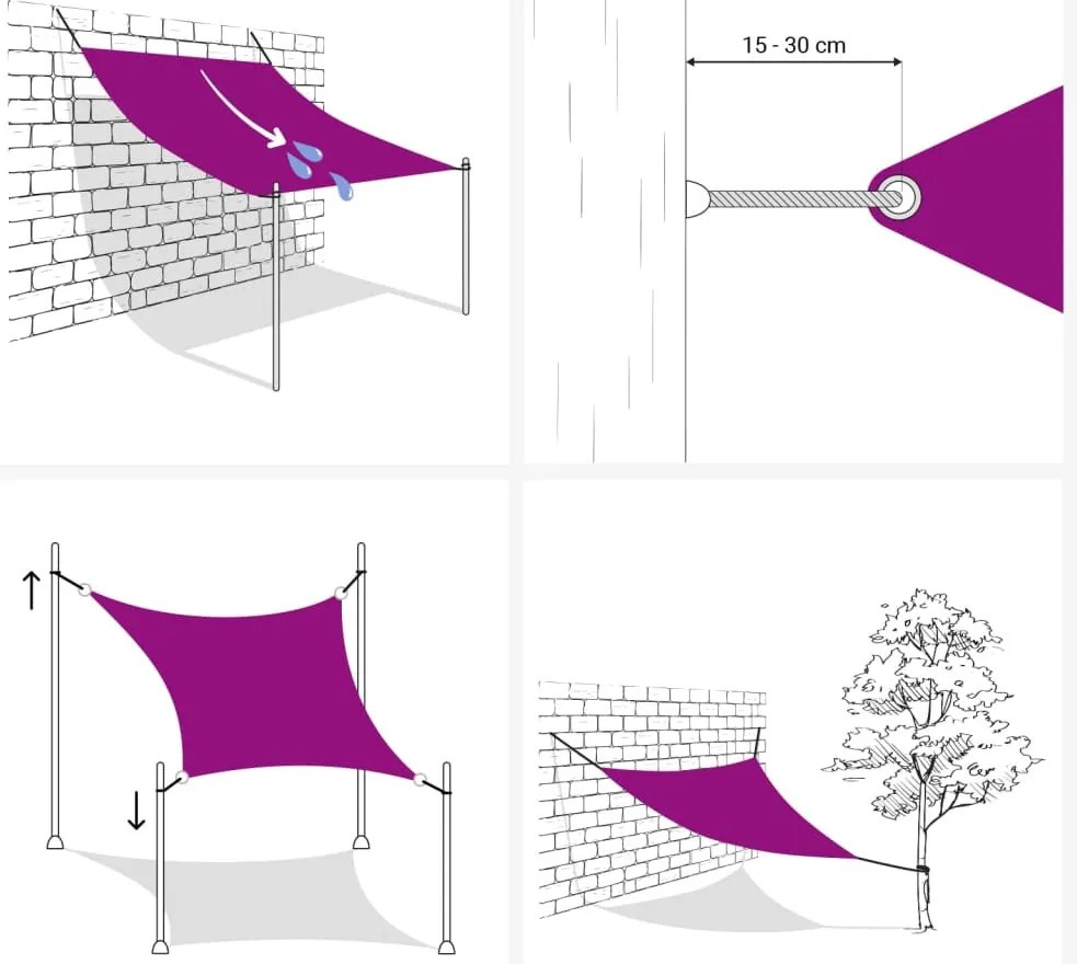 narancssárga téglalap alakú oxford-szövet napvitorla 2,5x3,5 m