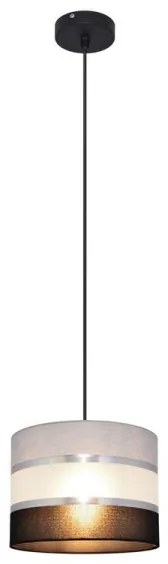 Csillár zsinóron HELEN 1xE27/15W/230V á. 20 cm fekete/szürke/ezüst