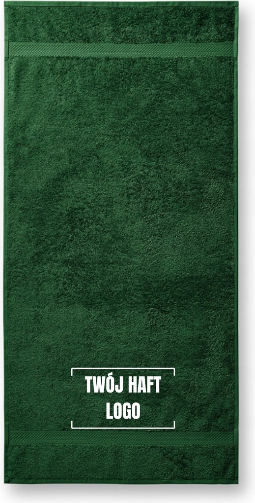 Frottír Fürdőlepedő Pamut 50X100 Hímzett Logó zöld üveg