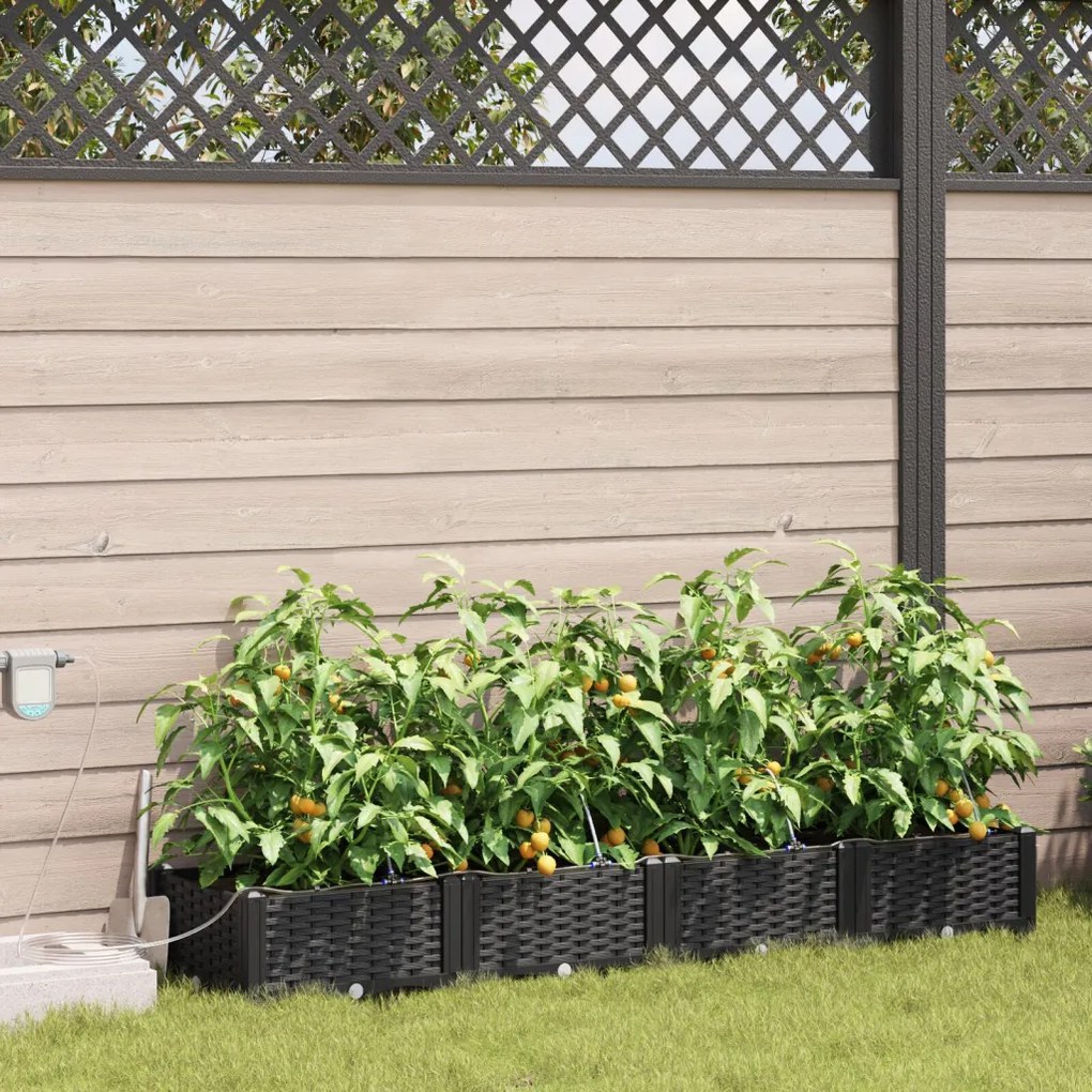 Kerti ültetők Fekete 160 x 40 x 22 cm Acél