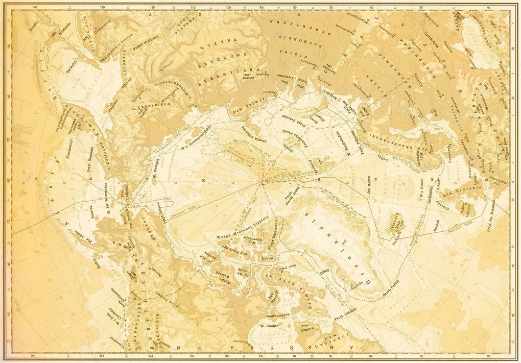 Sarkvidéki fotótapéta Világtérkép Vintage retro vinil 254x184 +ragasztó