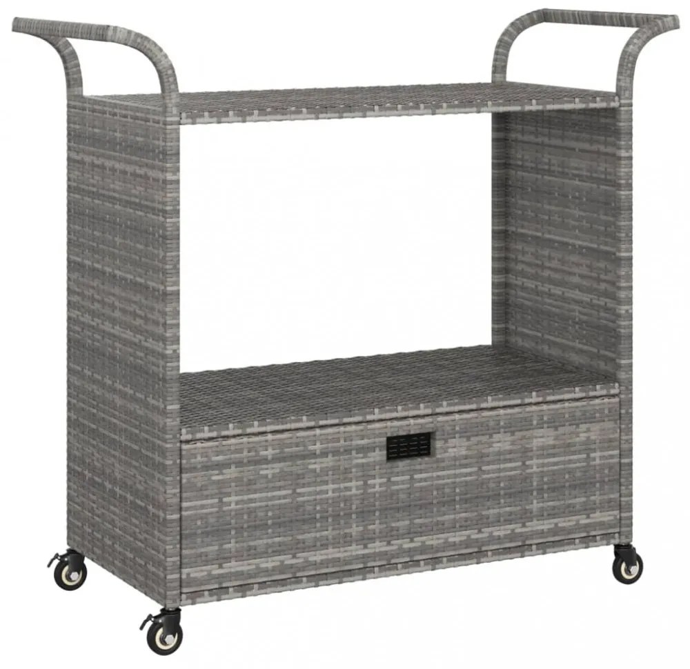 szürke polyrattan bárkocsi fiókkal 100 x 45 x 97 cm