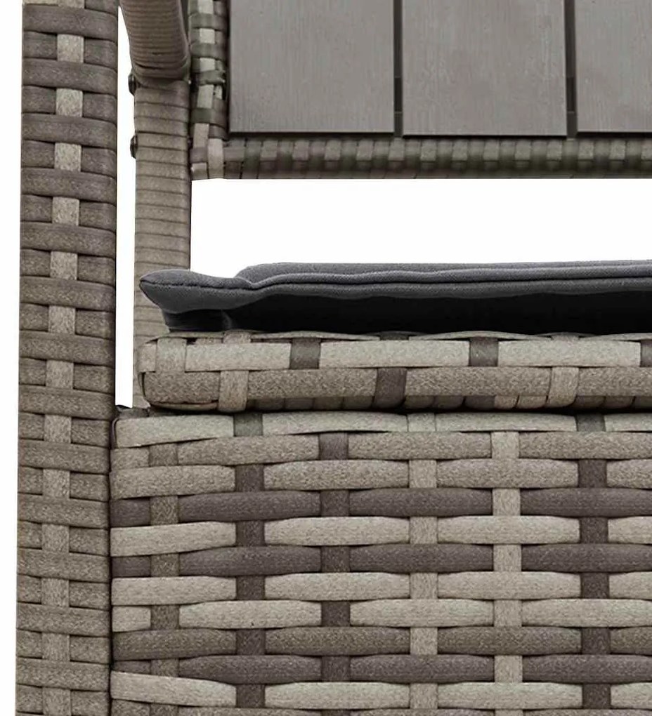 szürke polyrattan kerti tárolópad párnával