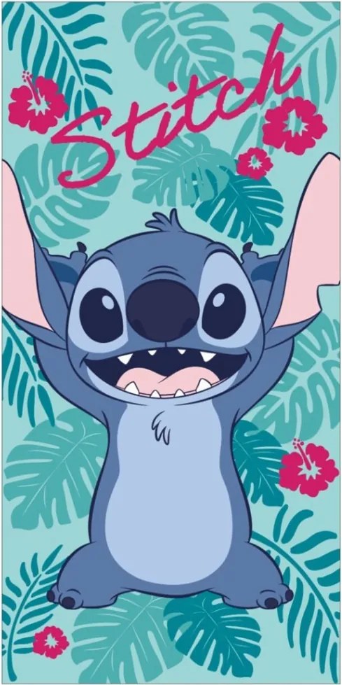 Disney Lilo és Stitch, A csillagkutya Happy fürdőlepedő, strand törölköző 70x140cm (Fast Dry)
