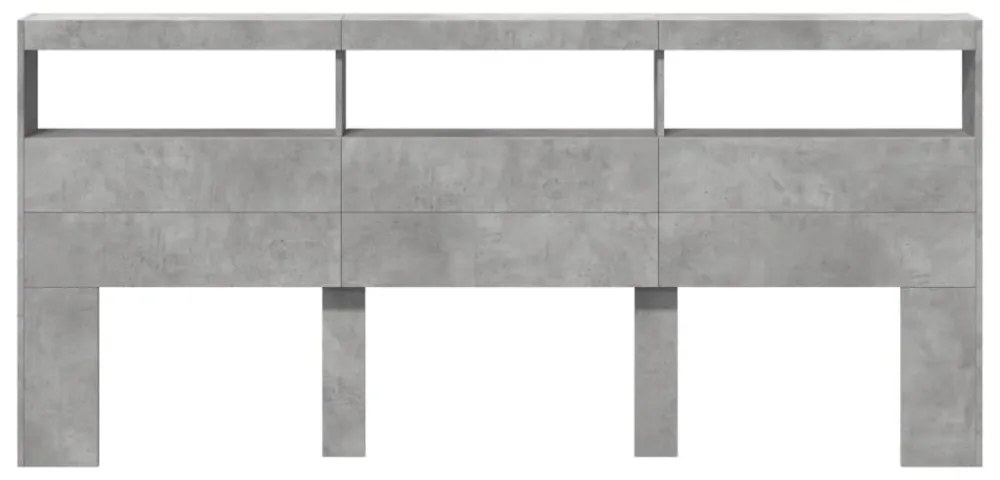 betonszürke áthidalószekrény LED-világítással 220 x 17 x 102 cm
