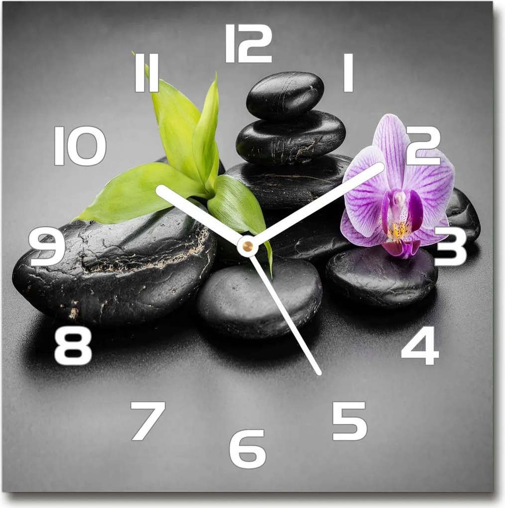 Négyzet alakú csendes üveg óra Zen kövek 30x30
