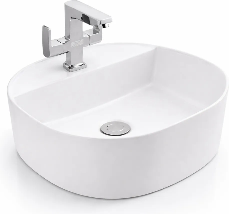 BERGAMO || Pultra helyezhető mosdókagyló, kerámia, fehér, lekerekített