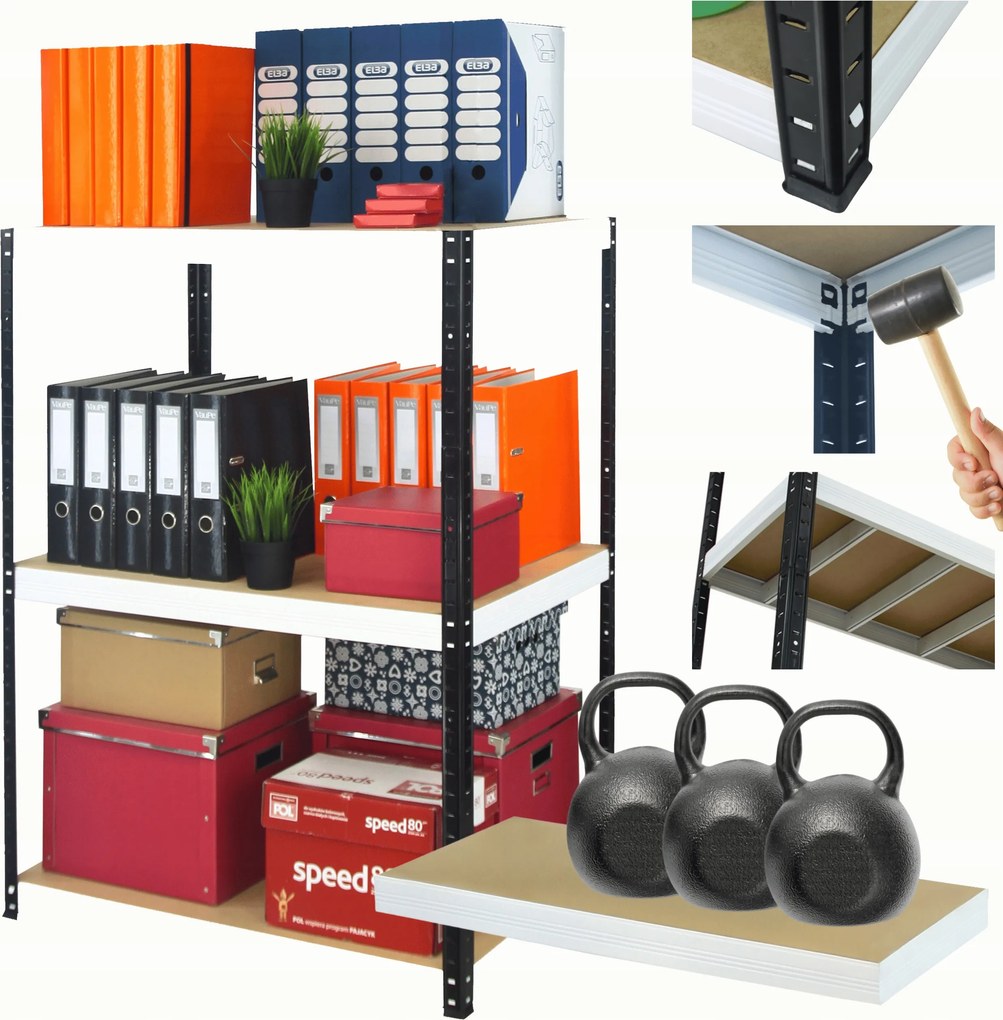 Tárolószekrény garázs fém állvány Helios 106x100x35cm 3Px350kg Pl