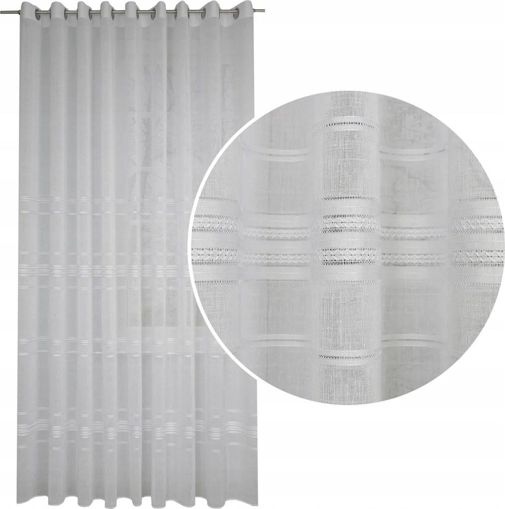 Függöny Len Csipke Csíkos Függöny Átló 600x250