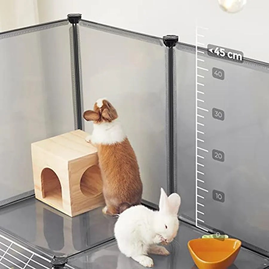 Kisállat járóka, moduláris kerítés tengerimalacoknak, rámpával, szürke